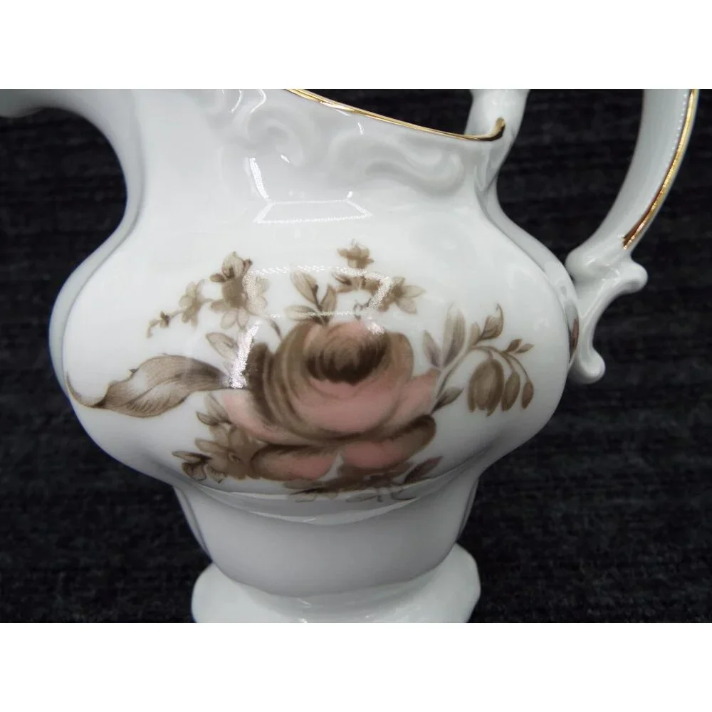 Johann Haviland Sepia Rose Creamer Sugar Bowl Set Bavaria Germany